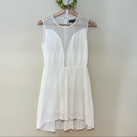 FOR LOVE AND LEMONS WHITE MINI DRESS WITH MESH PANEL SIZE SMALL - Picture 1 of 8